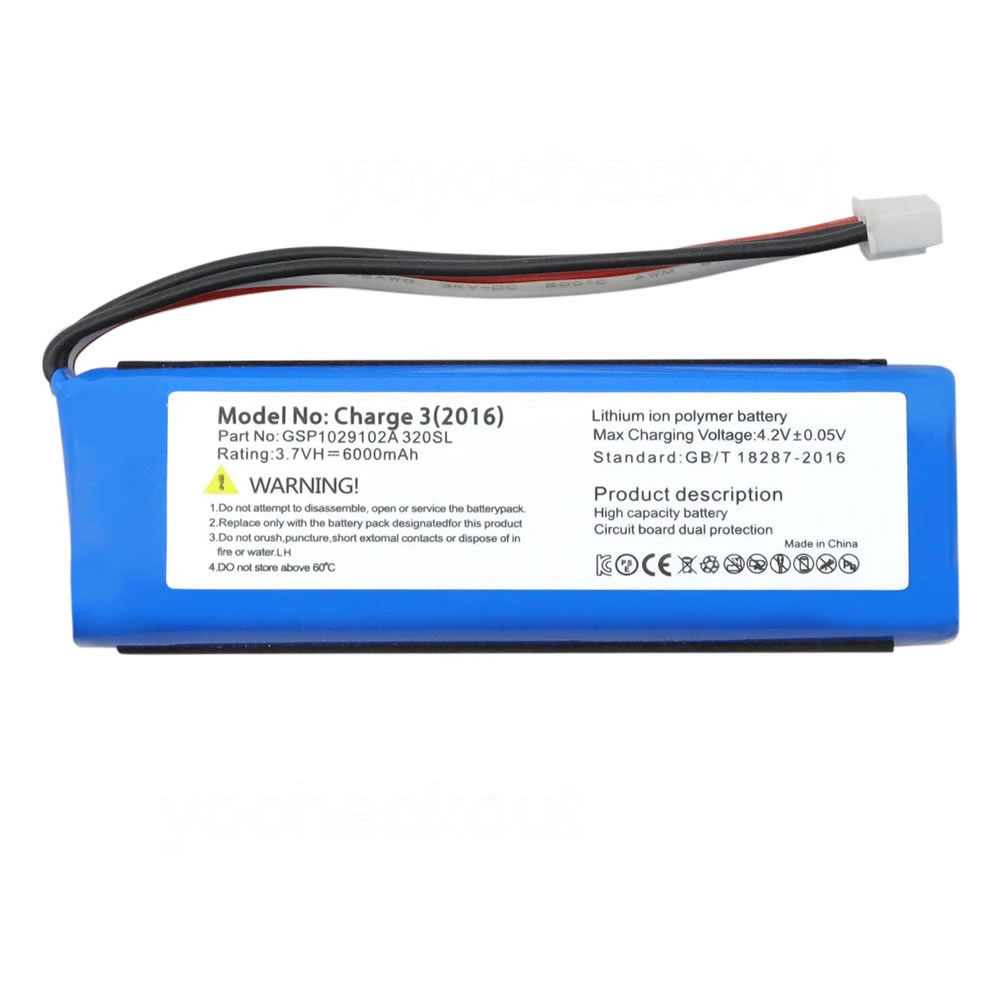 (image for) 3.7V 6000mAh GSP1029102A Battery for JBL Charge 3 2016 Version Replacement