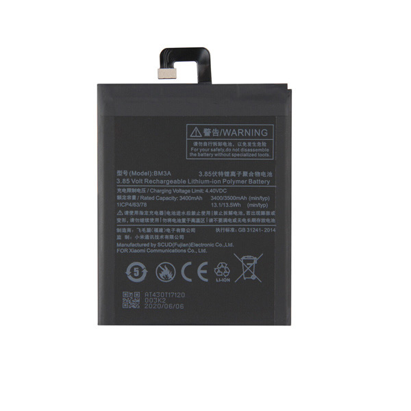 (image for) 3.85V BM3A Cell Phone Battery Replacement For Xiaomi Mi Note 3 Note3 3500mAh