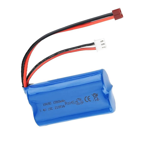 (image for) Replacement 2S 18650 Battery T-Plug for WLtoys 4WD Rc Cars 12401 12402 12403 12404 12423 12428 7.4V 1500mAh