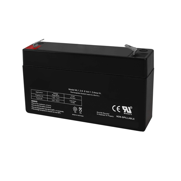6V Replacement ML1.3-6 Battery for F1 Terminal, Rechargeable SLA AGM Battery 1.3Ah