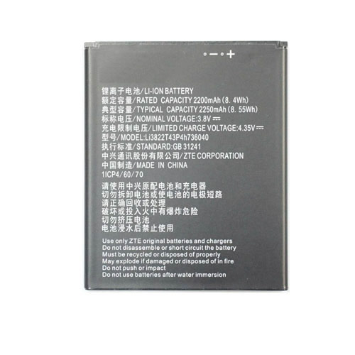 3.8V Replacement Battery For ZTE Li3822T43P4h736040 TEMPO X Go N9137 ZFIVE C Z558 Z559 Z839 T2