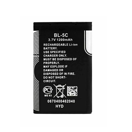 3.7V 1020mAh Replacement Li-ion Battery for Nokia BL-5C 1100 1208 1600 6270 6555 6600 7600 7610