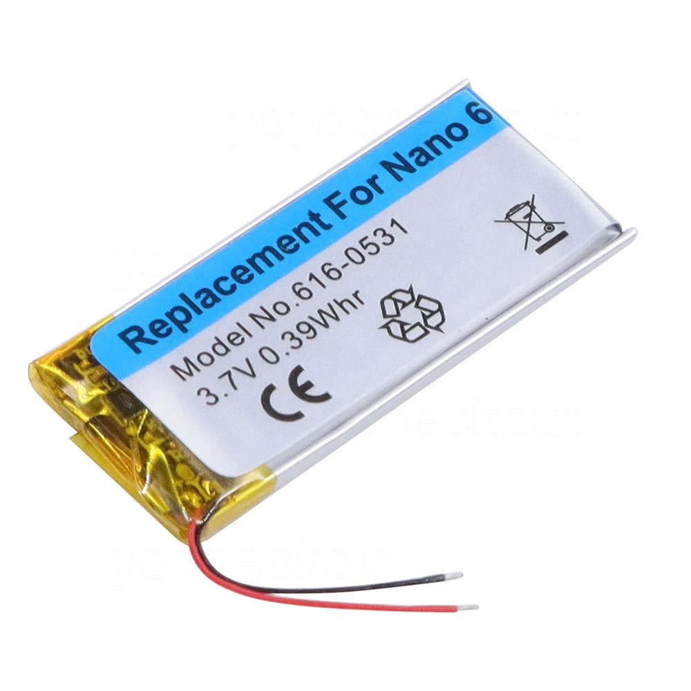 (image for) 3.7V 0.39Whr Replacement battery for Apple iPod Nano 6 6th Generation Gen 616-0531 A1366 MC525LL/A