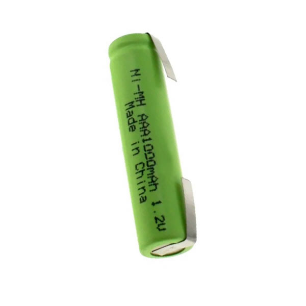 (image for) Replacement 1.2V NI-MH AAA 1000mAh Rechargeable Battery Flat Top with Tabs
