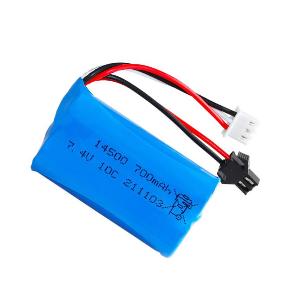 (image for) Replacement Li-ion 7.4V 700mAh 10C 14500 Battery SM-2P Black Plug for RC Car Boat Truck