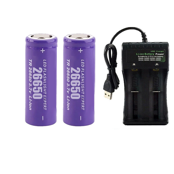 Replacement 3.7V 26650 Rechargeable Li-ion Cell Batteries Charger For Flashlight Torch