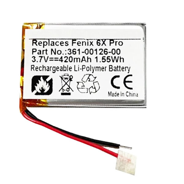 (image for) Replacement 361-00126-00 Battery for Garmin Fenix 6x Pro Sapphire Solar Tactix Delta Smartwatch