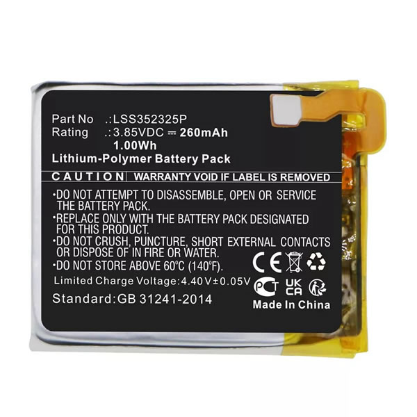 Replacement LSS352325P Battery for Fitbit Versa 3 Smartwatch FB511 FB511BKBK FB511GLGY FB511GLPK