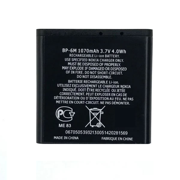 (image for) Replacement BP-6M Battery for Nokia N73 N77 N93 N93S 3250 Cell phone 3.7V 1070mAh