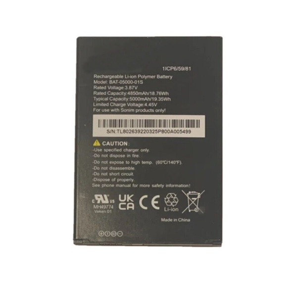 (image for) New Replacement BAT-05000-01S Battery for Sonim XP10 XP9900 3.87V 4850mAh